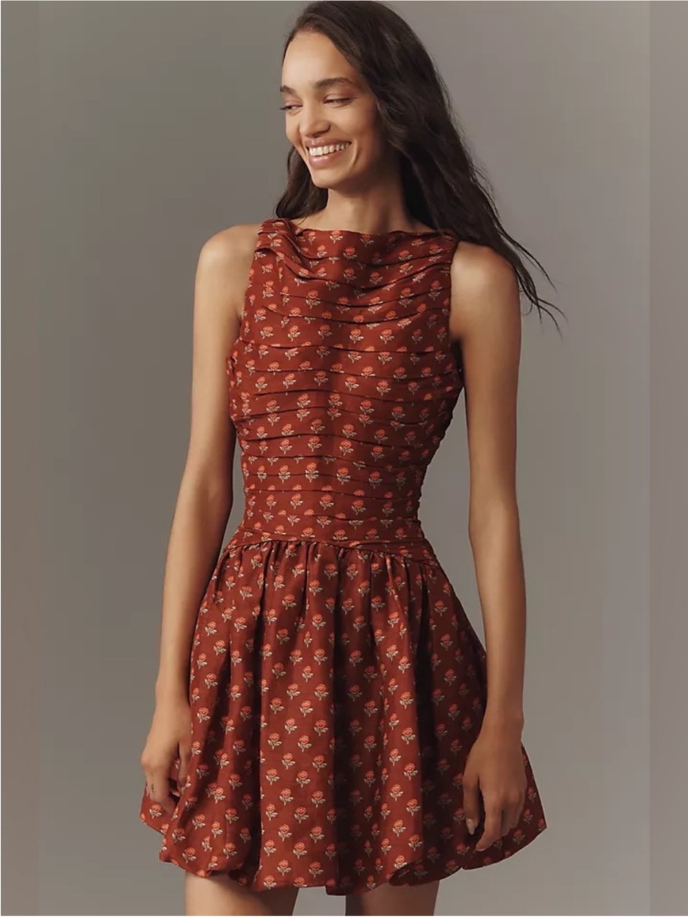 Anthropologie Lovaan Val Mini Bubble Dress in Auburn Rose size 12 NWT